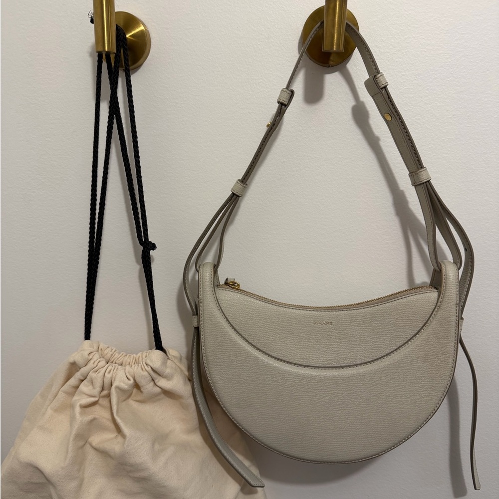 Polene Cream Leather Shoulder Bag